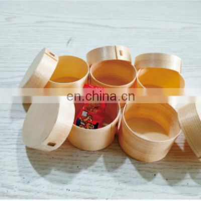 Biodegradable Wooden Round Takeaway Packaging Food Container Cake Veneer Cheese Grazing Deli Board Christmas Gift Box