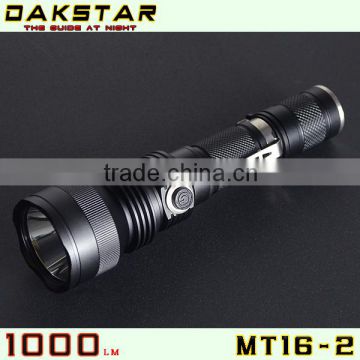 DAKSTAR Hot Selling MT16-2 1000LM 18650 Aluminum Rechargeable Side Switch Stepless Diming Police CREE XML U2 LED Flashlight