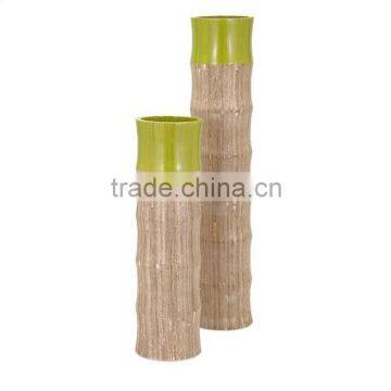 High quality best selling eco friendly spun bamboo laccquer ombre style green vase from Vietnam