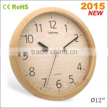 12 inch customized natural wood backwards clock (12W50NA-145)