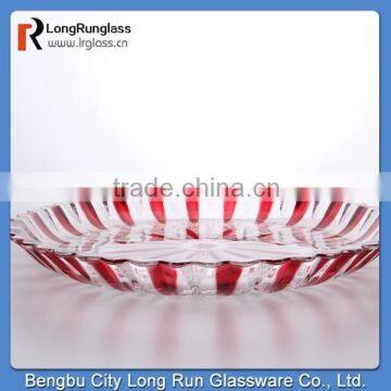 LongRun hot sale transparent white and red glass fruit plates