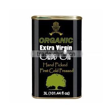 Premium Quality Organic Extra Virgin Olive Oil. Organic Olive Oil. 100% Extra Virgin Olive Oil. 1st Cold Press. 3 L metallic Tin