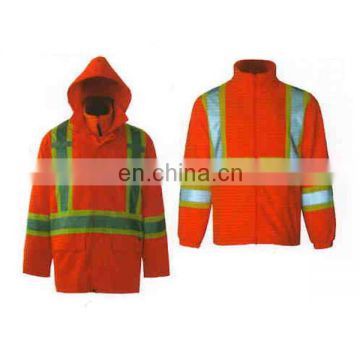 cheap waterproof orange reflective jacket /safety jacket /wokwear jacket with reflective tape