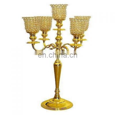 gold plated crystal votive wedding candelabra