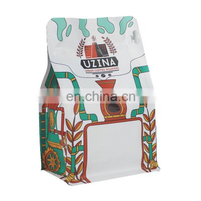 custom print aluminum foil coffee bean packaging bag plastic flat bottom zipper bag coffee bags with valve