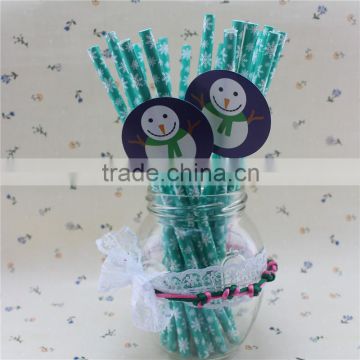 Snowflake Paper Drinking Straws With Accessory For Christmas Party
