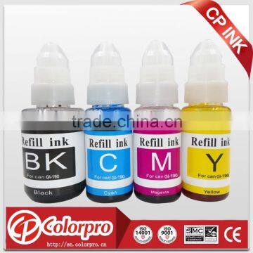 Refill water based dye ink GI190 suitable for canon pixma G1100/G2100/G3100