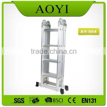 YK Sell fast outdoor combine nonslip folding 4*4 section aluminium ladders for sale