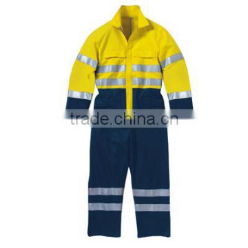 high visibility poly-cotton fire retarded reflective jumpsuit with UNI EN ISO 11612