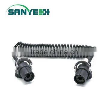 Sanye best 7 pin black auto plug and play coiled cable