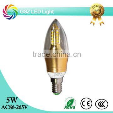 GSZ 5W 360 degree energy saving led candle light bulb with CE ROHS