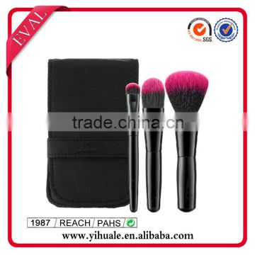 2016 new style 3pcs makeup brushes set with double color hair