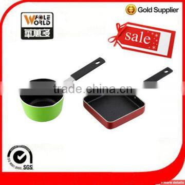 aluminum nonstick 14 mini square fry pan and 12cm mini milk pot