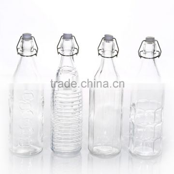 1L Wholesale Exclusive Design Clear Clip Glass Bottle