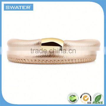 New Products 2016 Innovative Product Wrap Leather And Gold Bracelet