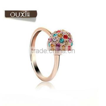 OUXI 18k gold ring for women with Austrian crystal 40059