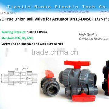 UPVC True Union Ball Valve for Actuator