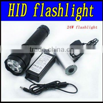 24w hid xenon flashlight ,battery 2200mah ,ballast input voltage 9-16v,6000k,warranty 1 years