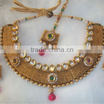 gold kundan necklace EARRING set