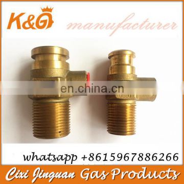 LPG Brass Camping Valve Inlet M27/M22 Outlet M16 for 12.5kg Gas Cylinder Repairing