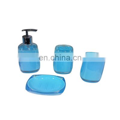 China factory  home decoration blue color plastic bathroom accessories set with competitive price