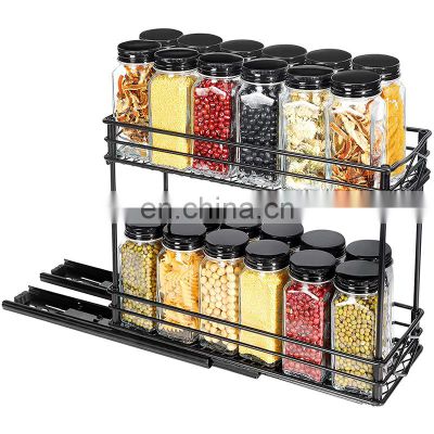 Slide Out Double Rack Slide Out Seasoning Organizer for Kitchen Cabinets Pull Pull Out Spice Rack Organizer for Cabinet