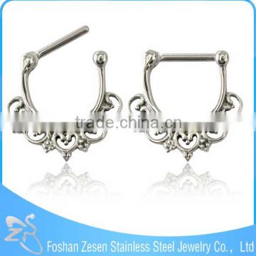 China manufacturer stainless steel hinged septum clicker cheap wholesale tribal septum jewelry