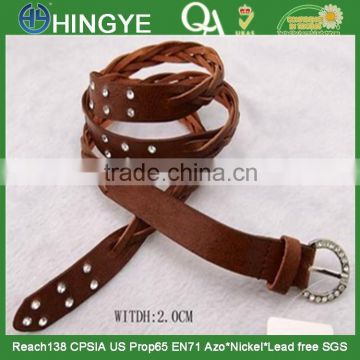Fancy Rhinestone Buckle Braided Strap PU Belt For Ladies -- E1533
