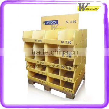 Supermarket and retail store cardboard pallet display for merchandise display