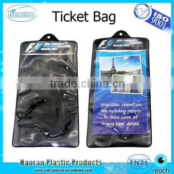Vinyl plastic jacket bag for tickets and documents