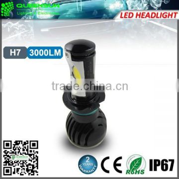 6063 Aluminum high quality 3000 LM h7auto led headlight WITH 2 YEARS WARRANTY