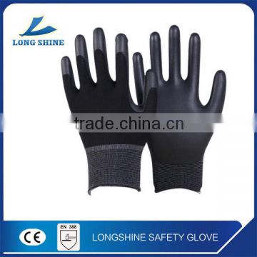 High quality CE certification Black PU Coated nylon industrial safety gloves