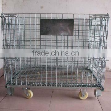 Collapsible Wheels Wire Mesh Storage Container