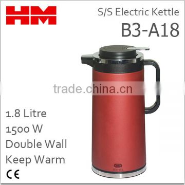 Stainless Steel Double Wall Electric Kettle B3-A18 Red