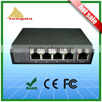 Atongda 60W 10/100/1000Mbps 5 port High Power PoE Switch 48V Power Over Ethernet Switch 4 PoE port and 1 Uplink