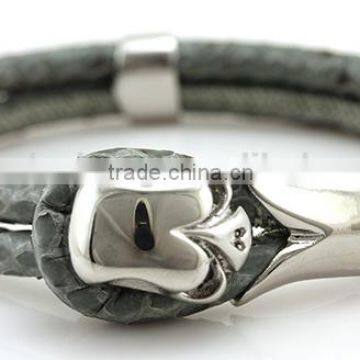 Factory direct wholesale zinc alloy enamel snake charm Korea skull bracelet for men