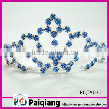 blue rhinestone big pageant crown for beauty queen