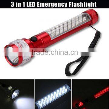 2016 best seller good quality 3 in 1 emergency magnetic led camping flashlight