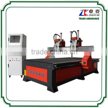 two 5.5KW spindle with air cylinder Plywood CNC Cutting Machine price ZKM-1325A-2