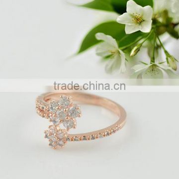 2014 new product Flower micro pave brass jewelry ring