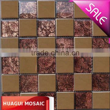 New design Shinning glass and gold metal mosaic wall tiles Mosaic manufacturer in Foshan