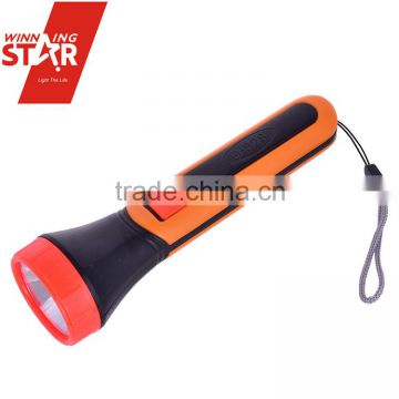 Cheap Tri Color Dry Battery Powered 1 LED Flashlight in China
