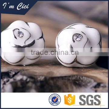 Fashion design flower white ceramic earrings CC-S006