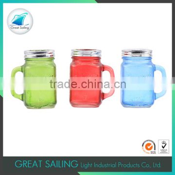 logo embossed colored frosted glass vase with lid