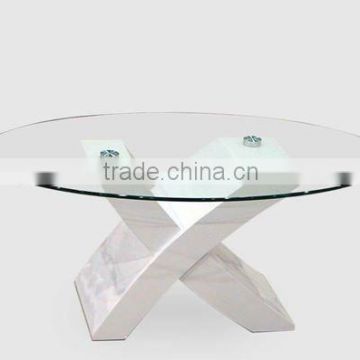 high gloss white coffee table with clear tempered glass top