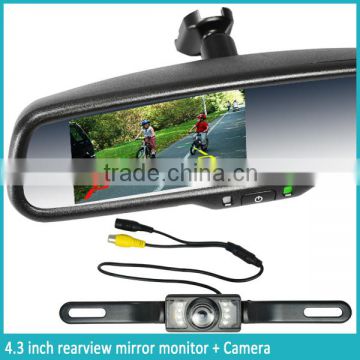 4.3inch LCD car rear view mirror monitor with back up camera 2 ways vedio input