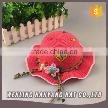 Camping Fishing Sun Straw Hats and Caps Flower Applique Summer Kids Funny Hat