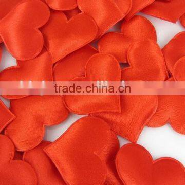 2015 Red Both Side Padded Satin Heart Applique Craft Wedding