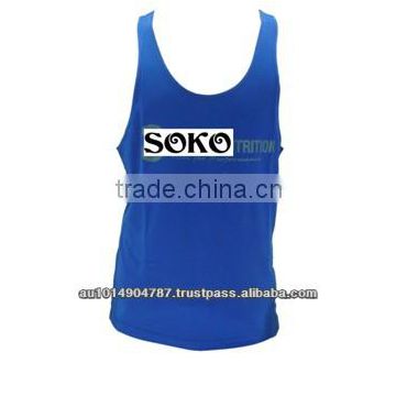 High Quality Blue Color Men's Polyester Tank Top