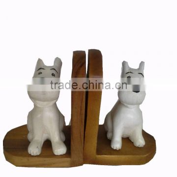 Bookend of Dogs Wood Carved
